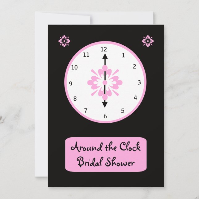 Around the Clock Bridal Shower Invitation -- Pink (Front)