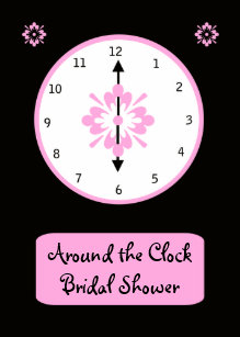 Around The Clock Shower Invitations Zazzle Around The Clock Bridal Shower Invitation Pink