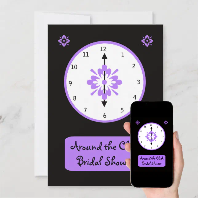 Around the Clock Bridal Shower Invitation Violet Zazzle