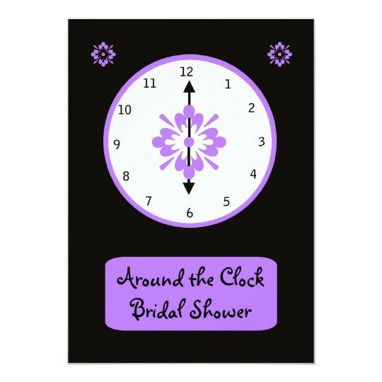 Around The Clock Bridal Shower Invitation Violet Zazzle Around The Clock Bridal Shower Invitation Violet