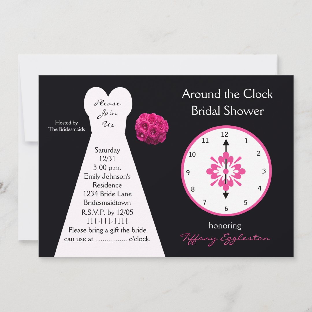 Around the Clock Bridal Shower Invitations Zazzle