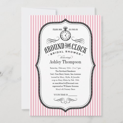 Around The Clock Bridal Shower Invitations