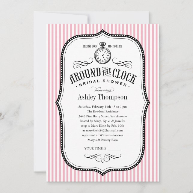 Around The Clock Bridal Shower Invitations (Front)