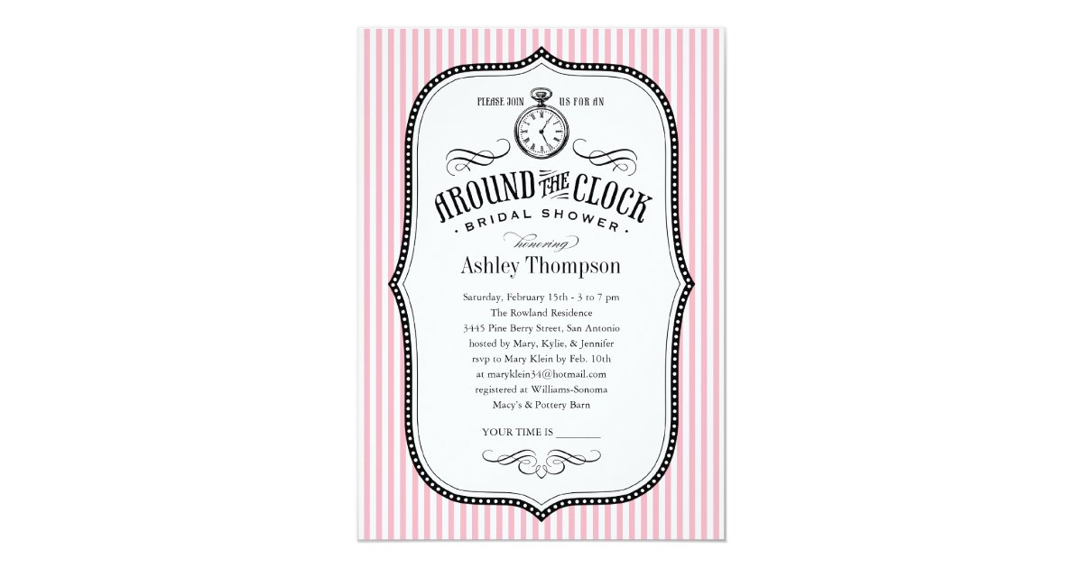 Around The Clock Bridal Shower Invitations Zazzle Com