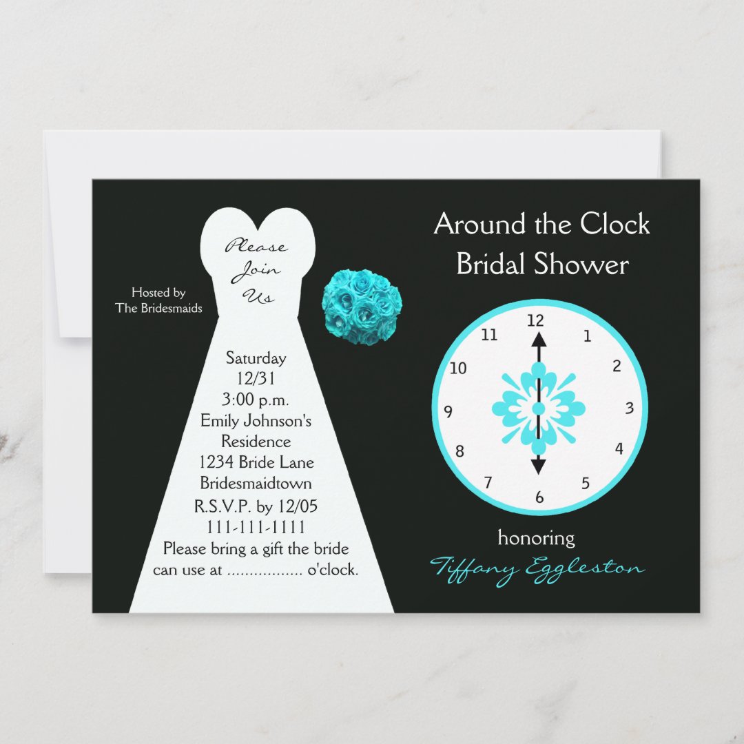 Around the Clock Bridal Shower Invitations Zazzle