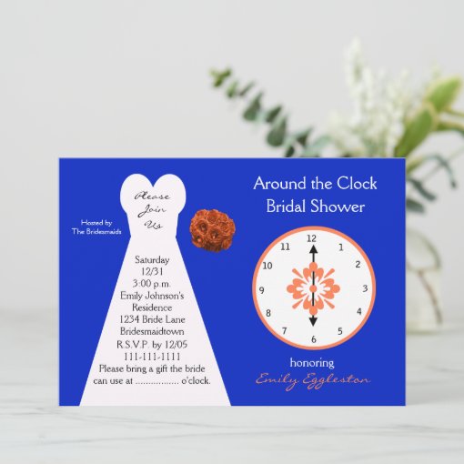 Around the Clock Bridal Shower Invitations Blue Zazzle
