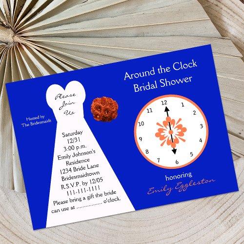 Around the Clock Bridal Shower Invitations -- Blue