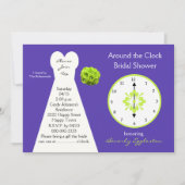 Around the Clock Bridal Shower Invitations Purple (Front)