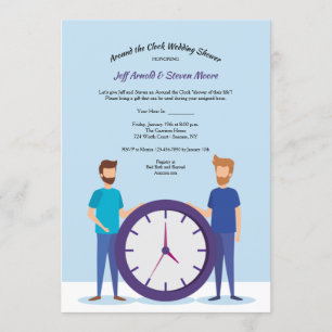 Around the Clock Gay Wedding Shower Invitation