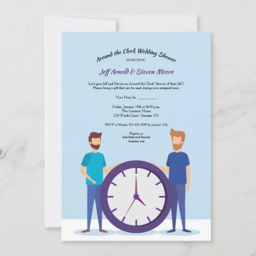 Around the Clock Gay Wedding Shower Invitation
