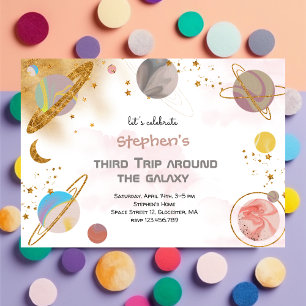 Around the galaxy space birthday Invitation