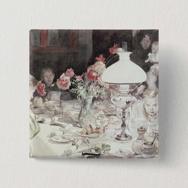 Around the Lamp at Evening, 1900 (w/c on paper) Button (Front)