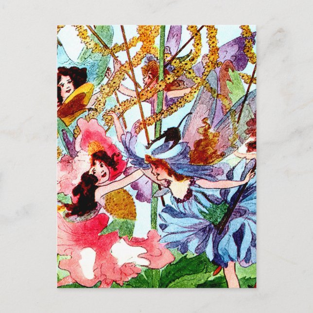 “Around the Maypole” Fairy Art by M T Ross Postcard (Front)