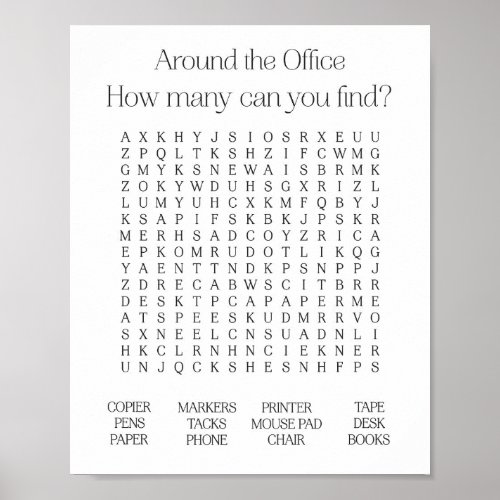 Around the Office Word Search Poster