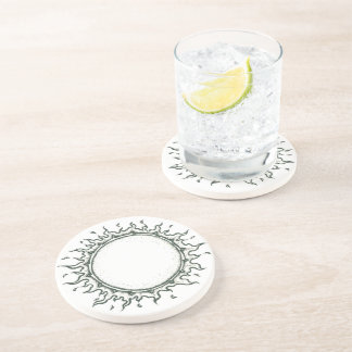 Around the Sun - Black and White Drawing Coaster