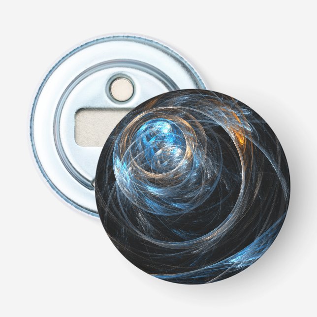 Around the World Abstract Art Button Bottle Opener (Front)