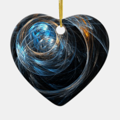 Around the World Abstract Art Heart Ornament