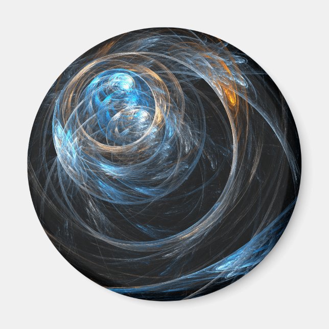 Around the World Abstract Art Round Magnet (Front)