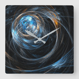 Around the World Abstract Art Square Wall Clock