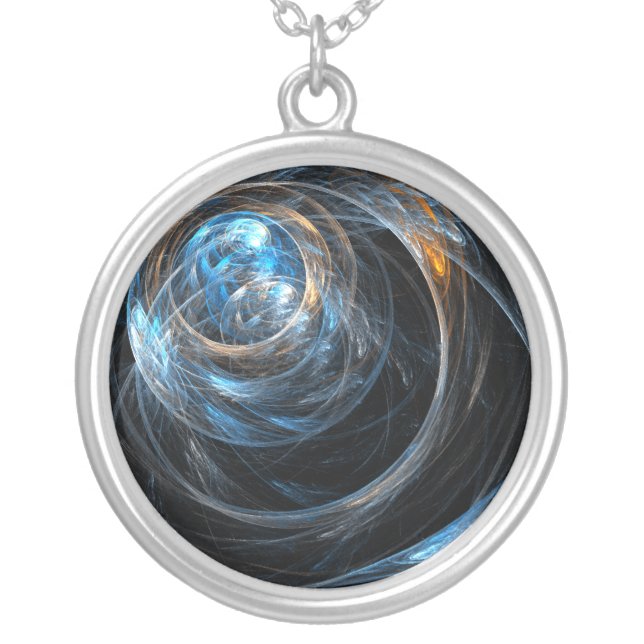 Around the World Abstract Silver Necklace (Front)