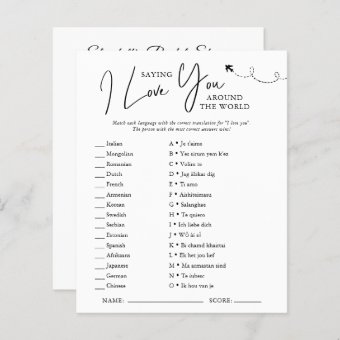 Around The World | Bridal Shower Game | Zazzle