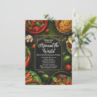 Around the World Dinner Party Food Tasting Tour Invitation