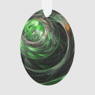 Around the World Green Abstract Art Acrylic Oval Ornament