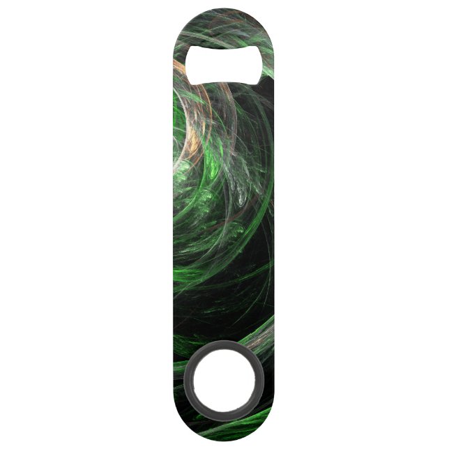 Around the World Green Abstract Art Bar Key (Front)