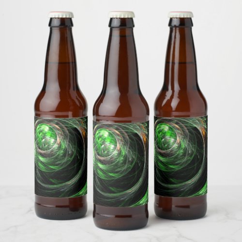 Around the World Green Abstract Art Beer Bottle Label