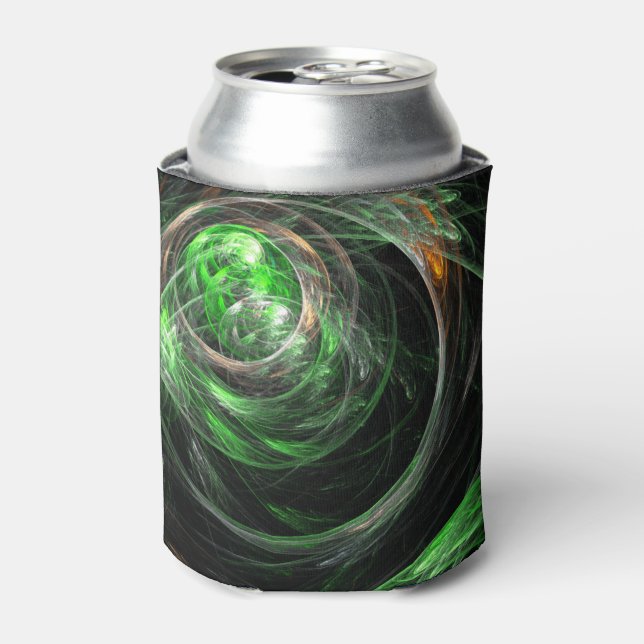 Around the World Green Abstract Art Can Cooler (Can Front)
