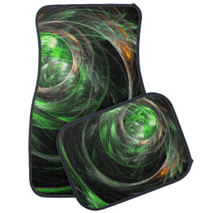 Around the World Green Abstract Art Car Floor Mat