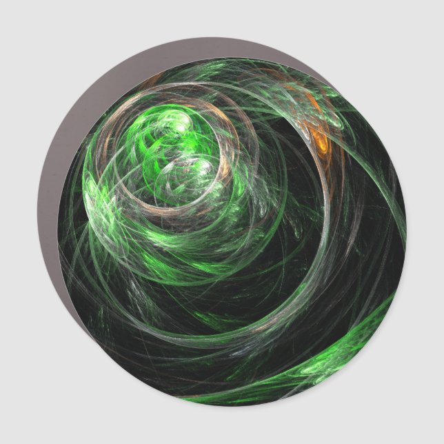 Around the World Green Abstract Art Car Magnet (Front)