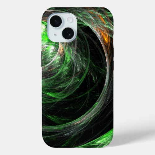 Around the World Green Abstract Art iPhone 15 Case