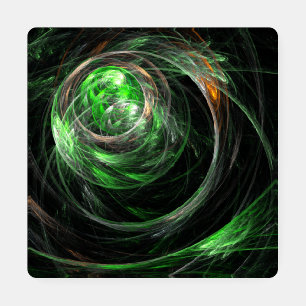 Around the World Green Abstract Art Coaster Set