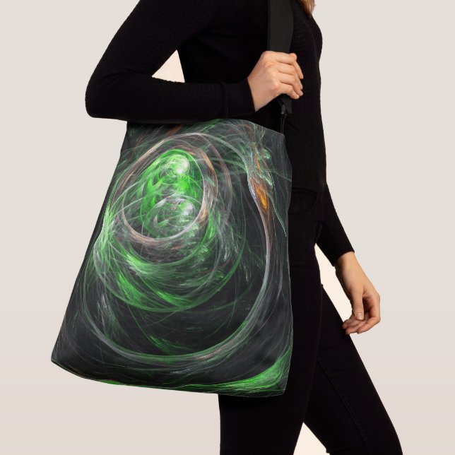 Around the World Green Abstract Art Cross Body Crossbody Bag (Close Up)