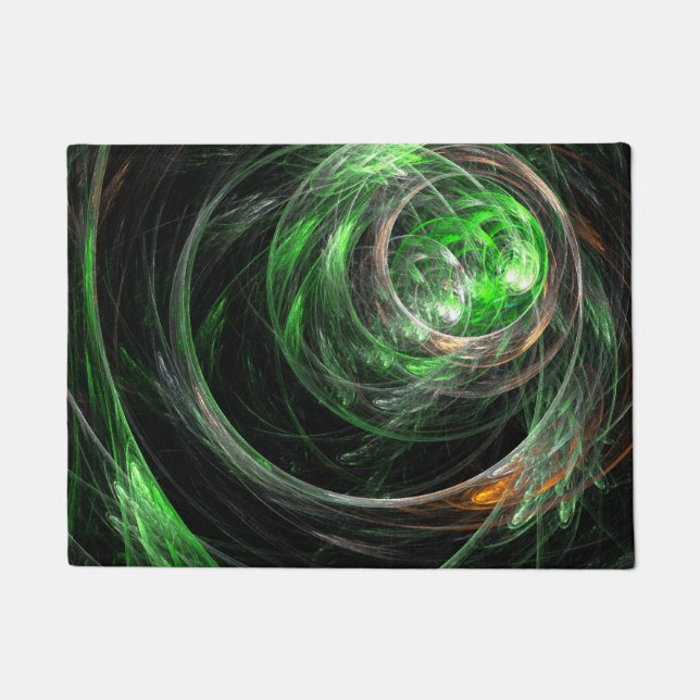 Around the World Green Abstract Art Doormat (Front)