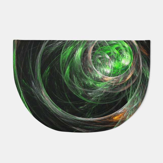Around the World Green Abstract Art Doormat (Front)