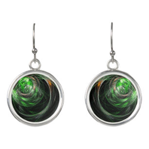 Around the World Green Abstract Art Earrings