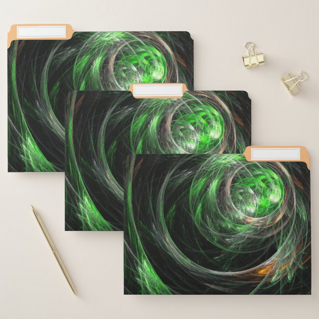 Around the World Green Abstract Art File Folder (Set)