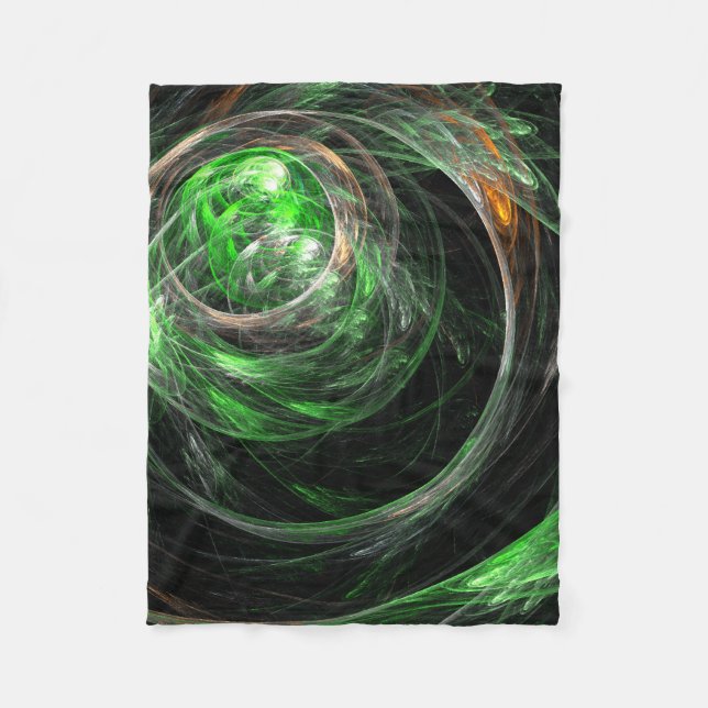 Around the World Green Abstract Art Fleece Blanket (Front)