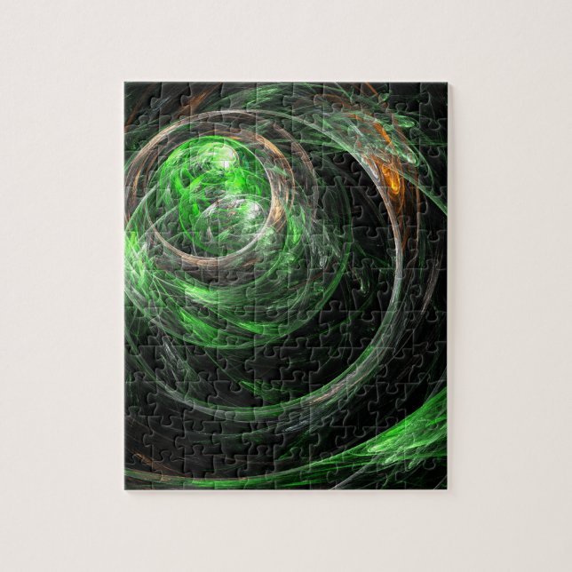 Around the World Green Abstract Art Jigsaw Puzzle (Vertical)