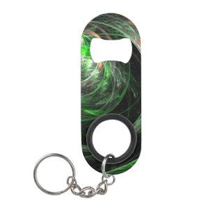 Around the World Green Abstract Art Keychain Bottle Opener