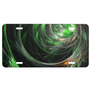 Around the World Green Abstract Art License Plate
