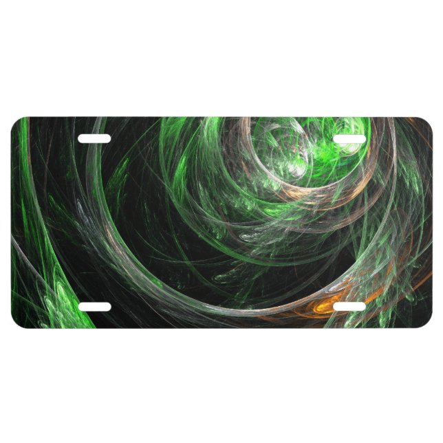 Around the World Green Abstract Art License Plate (Front)