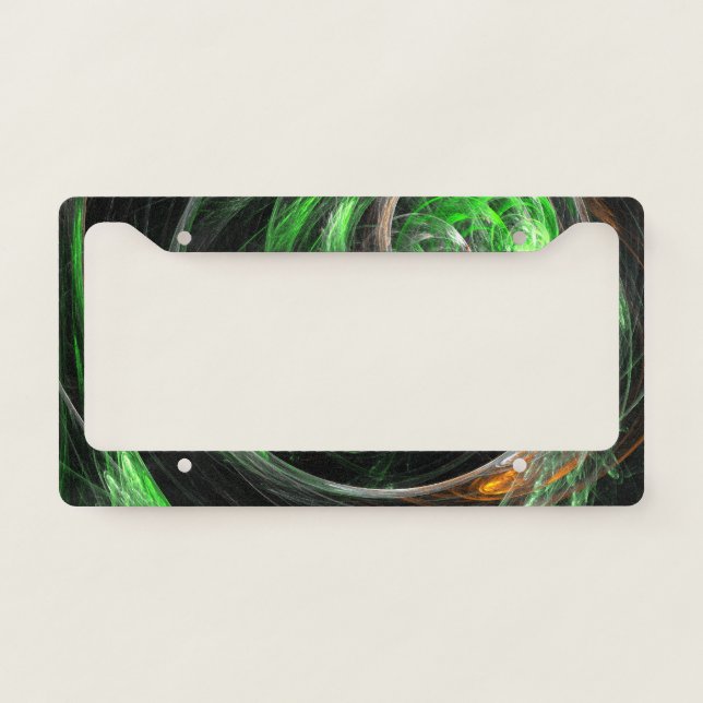 Around the World Green Abstract Art License Plate Frame (Front)