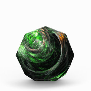 Around the World Green Abstract Art Octagon Award