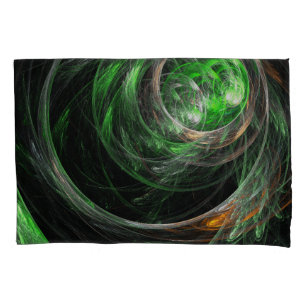 Around the World Green Abstract Art Pillow Case