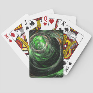 Around the World Green Abstract Art Poker Cards