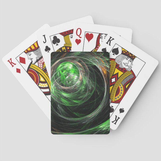 Around the World Green Abstract Art Poker Cards (Back)