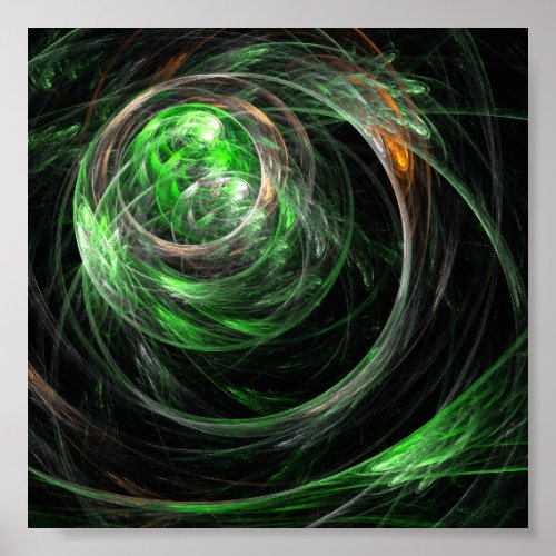 Around the World Green Abstract Art Poster